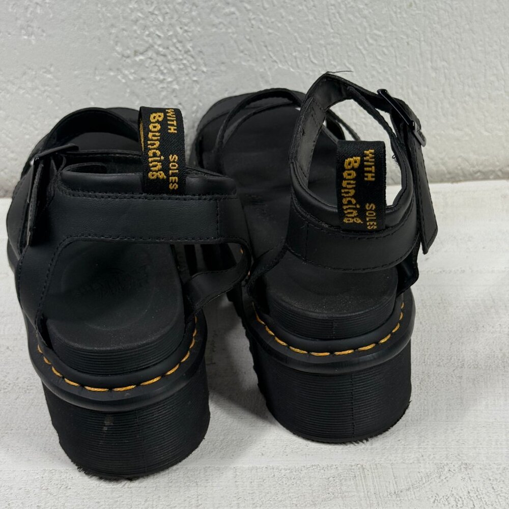 Dr. Martens Blaire Quad Platform Gladiator Sandals Black Hydro Leather Size 9 - Picture 8 of 13
